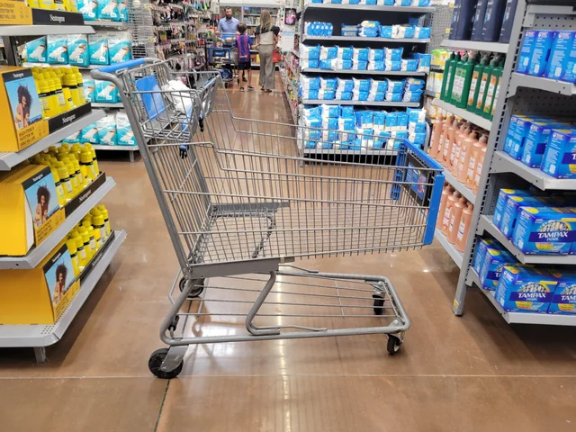 Empty grocery cart in Walmart during government shutdown SNAP expiration November 2025
