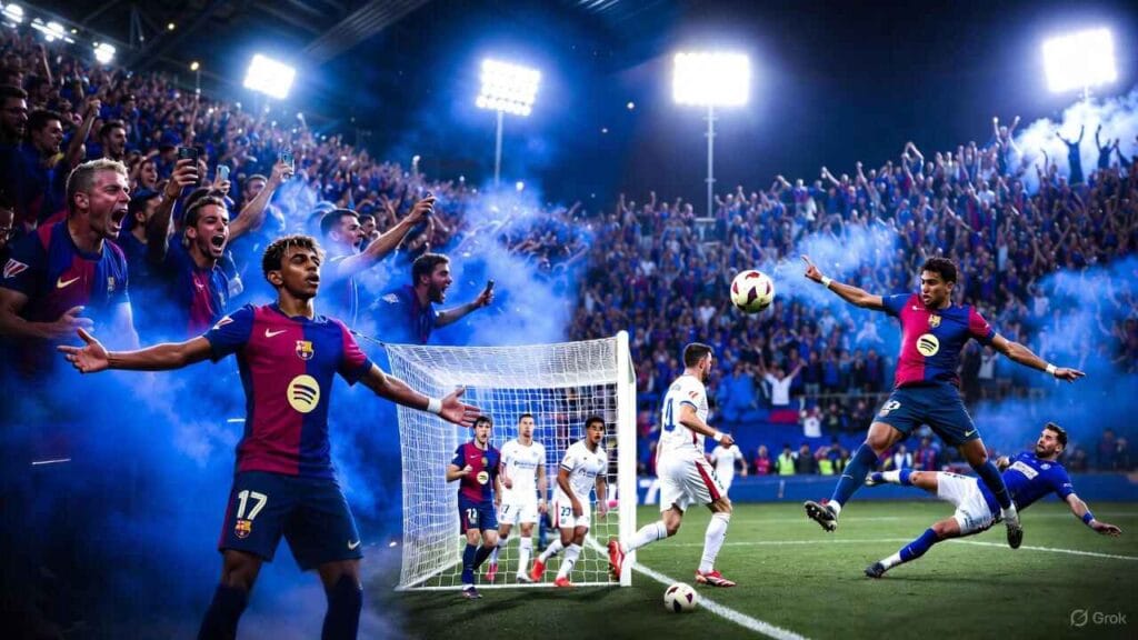 Lamine Yamal equalizer celebration and Dani Olmo volley in Barcelona 3-1 Alavés La Liga comeback Nov 29 2025 Camp Nou
Barcelona 3-1 Alavés