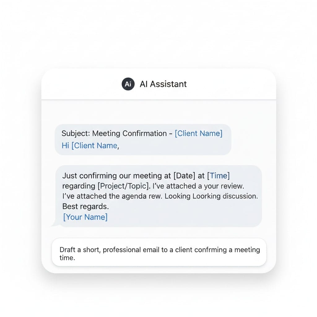 Screenshot showing an example of ChatGPT drafting a professional email to a client, demonstrating personal productivity use.