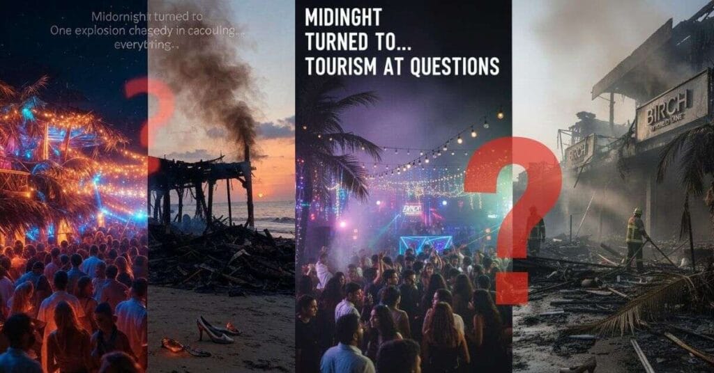 Firefighters and police investigating the smoke-filled, completely burnt shell of the Birch by Romeo Lane nightclub after the North Goa tragedy.North Goa Fire