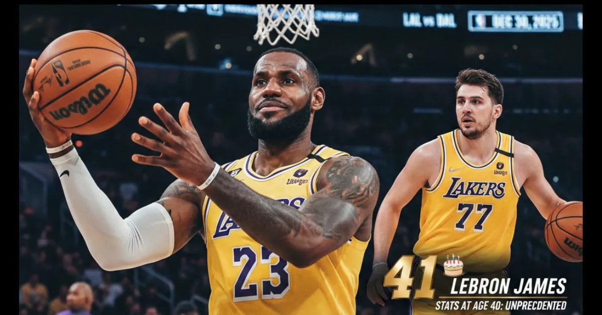 LeBron James stats LeBron and Luka Doncic in Lakers jerseys for his 41st birthday.