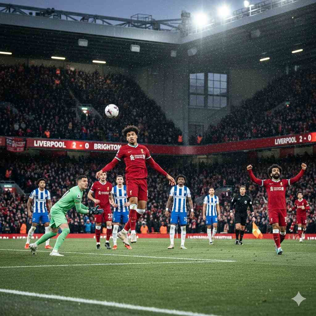 Mohamed Salah assist during the Liverpool vs Brighton 2-0 win.
Liverpool vs Brighton