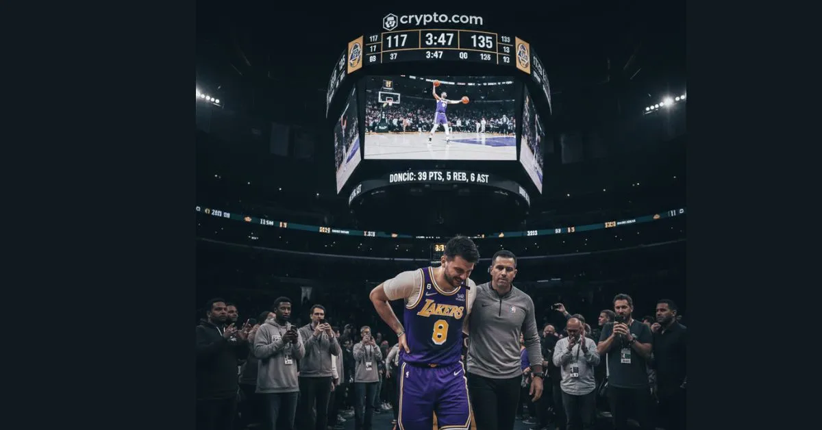 Luka Dončić injury exit during Lakers vs Hornets game on January 15 2026 at Crypto.com Arena.