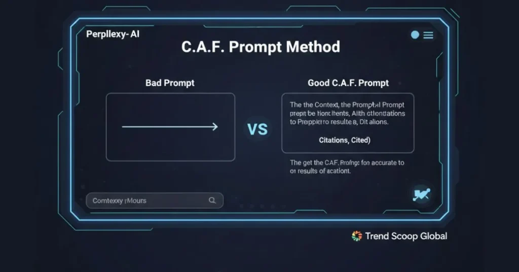 A detailed technical illustration for a Perplexity AI Beginner Guide showing the RAG workflow and search agent intelligence.