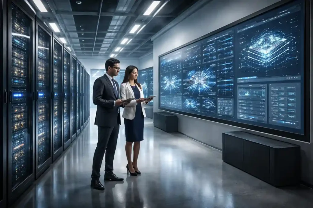 AI data center infrastructure in India representing OpenAI’s expansion during the Pax Silica era